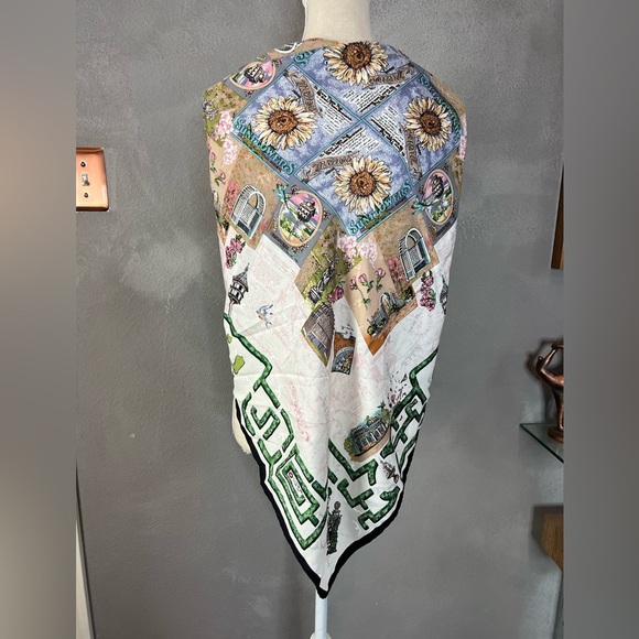 90s silk large scarf 100% silk Nicole Miller - Picture 5 of 8